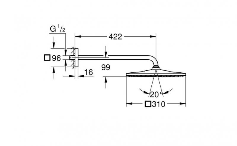 Grohe Rainshower Mono 310 Cube hovedbruser