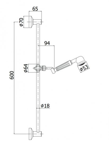 Lavabo Retro brusestang m/håndbruser - Messing natur Lavabo Retro brusestang m/håndbruser - Messing natur
