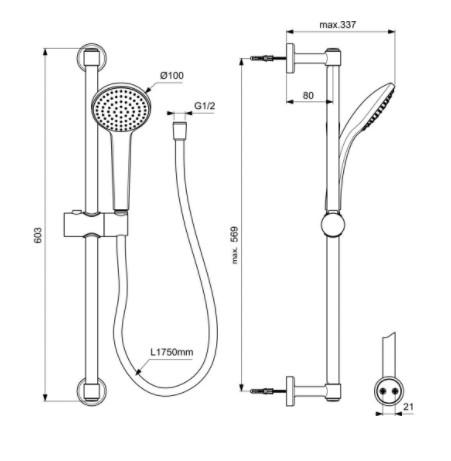 Ideal Standard Idealrain M1 bruses&aelig;t - Mat sort
