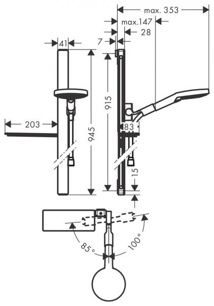 hansgrohe Raindance Select S 120 ECO bruses&aelig;t 3jet - 90cm