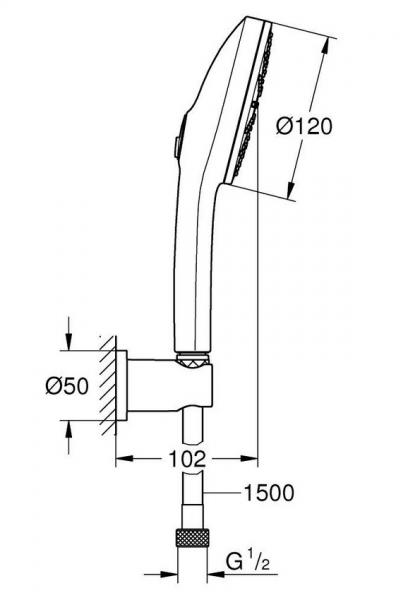Grohe Vitalio Joy+ h&aring;ndbrusers&aelig;t 3 spray - Mat sort