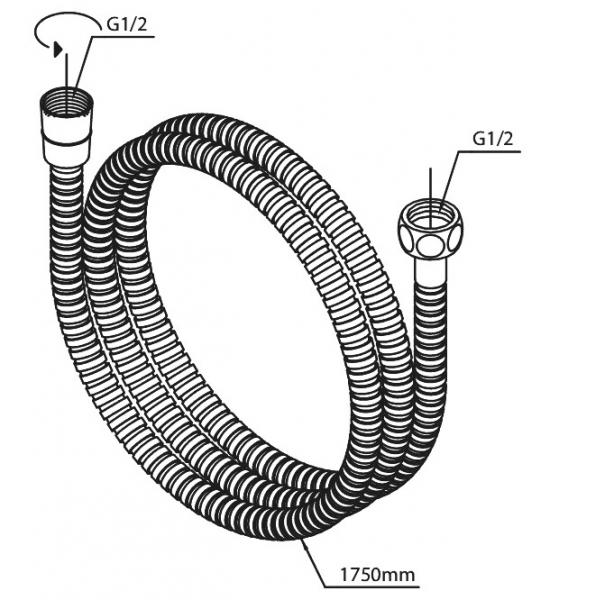 Damixa Metal bruserslange - 1750 mm - B&oslash;rstet kobber