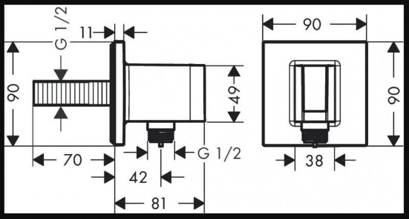 Hansgrohe FixFit E slangeudtag med bruserholder - Krom Hansgrohe FixFit E slangeudtag med bruserholder - Krom