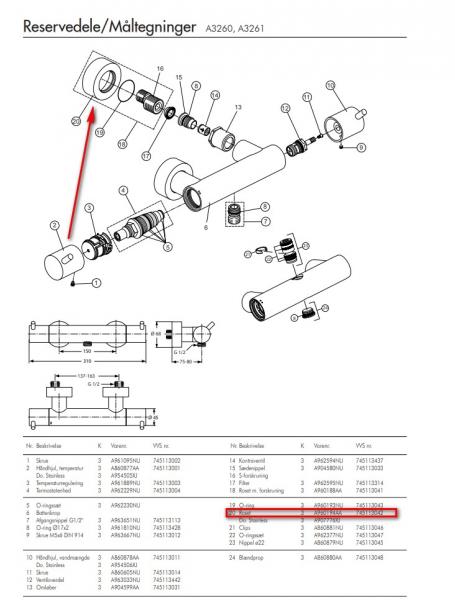 B&oslash;rma roset til A3260 og A3261 - Reservedel