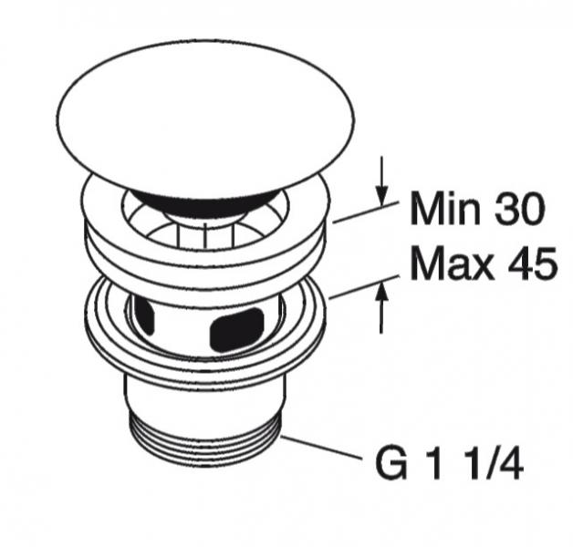 Gustavsberg Estetic bundventil push-down - Hvid Gustavsberg Estetic bundventil push-down - Hvid