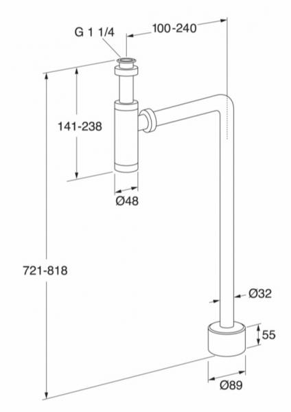 Gustavsberg Round vandl&aring;s til gulvtilslutning - B&oslash;rstet messing