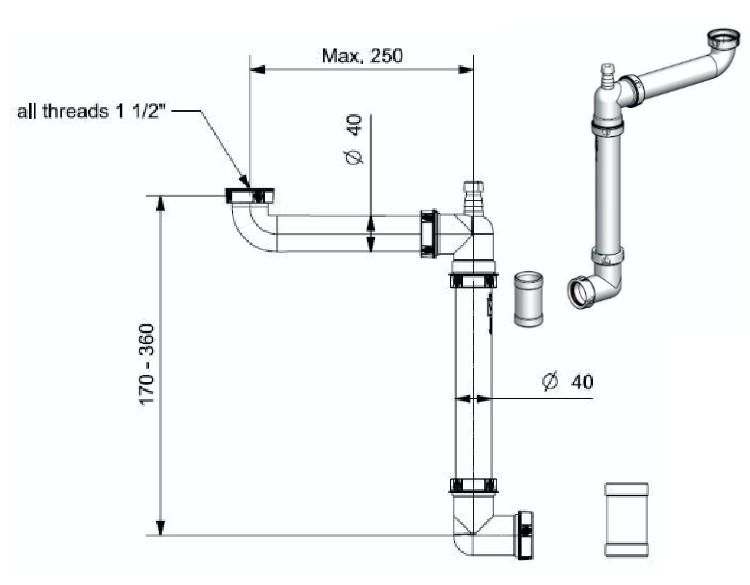Lavabo Panama pladsbesparende vandlås til håndvask Lavabo Panama pladsbesparende vandlås til håndvask