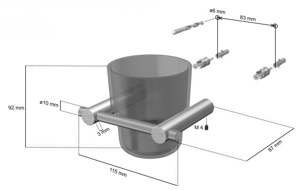 Cool Line tandkrus m/v&aelig;gholder - Poleret st&aring;l