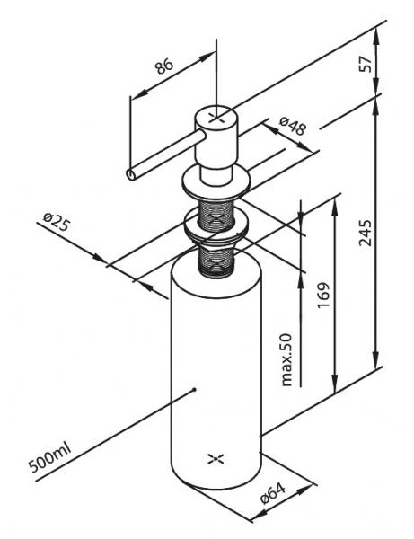 Damixa Silhouet s&aelig;bedispenser til k&oslash;kkenvask - Poleret messing