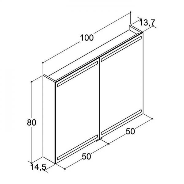 Dansani Level spejlskab 100 m/lys, lysstyring og tr&aelig;bakker - Hvid mat
