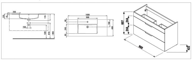 Jika Cube 100 m&oslash;belpakke m/keramisk h&aring;ndvask - Hvid
