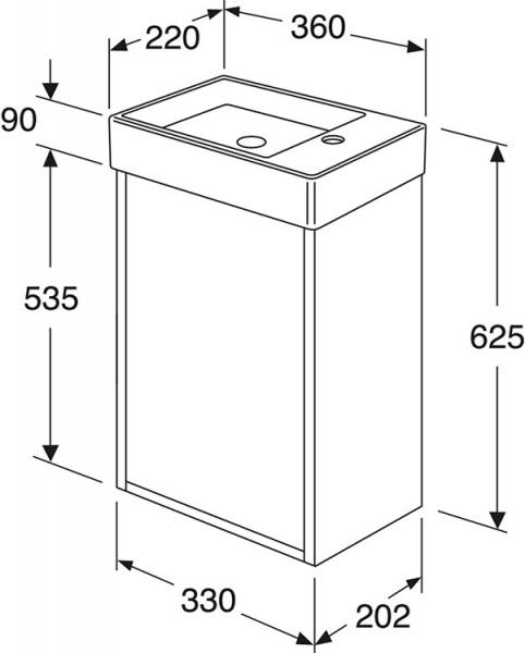 Gustavsberg Artic Small 33 m&oslash;bels&aelig;t - vask til venstre - Hvid/sort