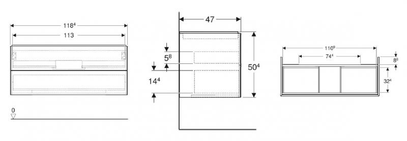 Geberit One 120 vaskeskab m/skuffer - N&oslash;ddetr&aelig;