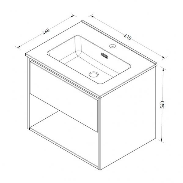 Sanibell Proline 60 m&oslash;bels&aelig;t m/1 skuffe og hylde - Sort eg