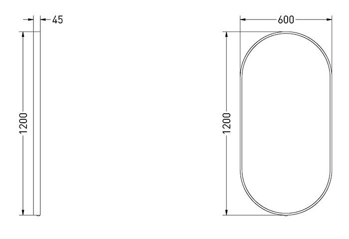 Sanibell Ink SP28 ovalt spejl m/lys, varme og sensor 60 x 120 cm - B&oslash;rstet kobber
