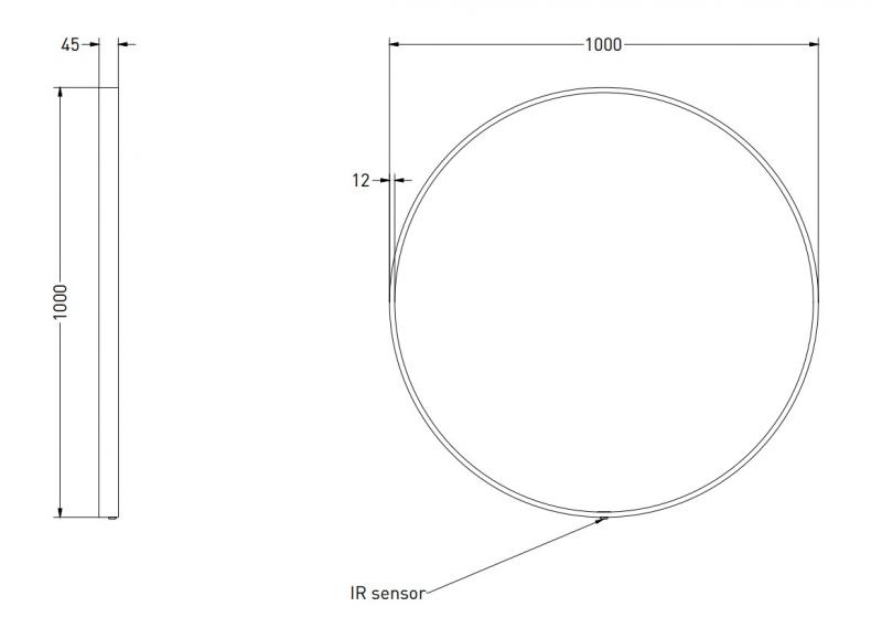 Sanibell Ink SP24 rundt spejl m/lys, varme og sensor &Oslash;100 - B&oslash;rstet gunmetal
