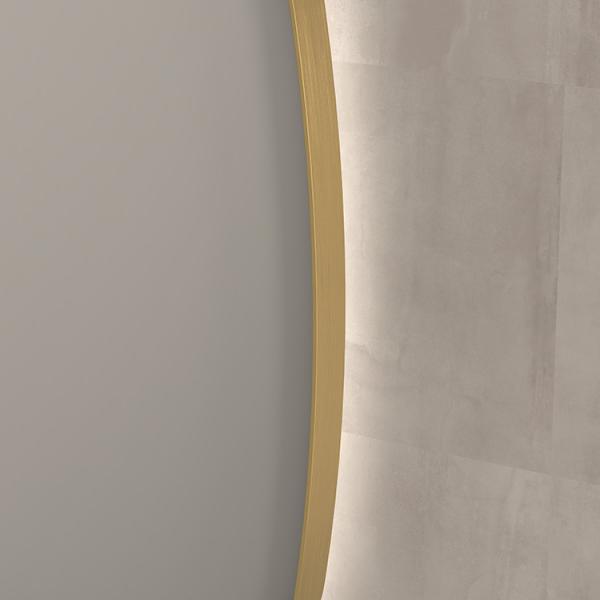 Sanibell Ink SP30 superellipse spejl m/backlight, varme og sensor 120 x 80 cm - B&oslash;rstet mat guld