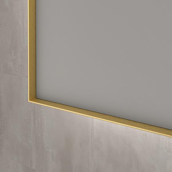 Sanibell Ink SP32 firkantet spejl m/backlight, varme og sensor 140 x 80 cm - B&oslash;rstet mat guld