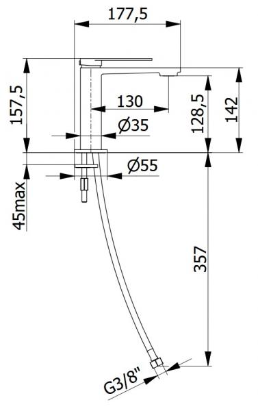 Cass&oslash;e Edge h&aring;ndvaskarmatur m/pop-up bundventil - B&oslash;rstet messing