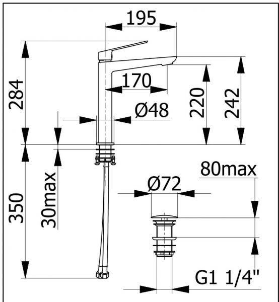 Cass&oslash;e Sleek h&aring;ndvaskarmatur t/bowlevask - Gunmetal