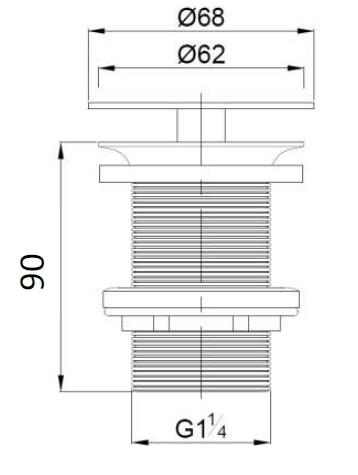 Cass&oslash;e Universal bundventil, tvangs&aring;ben - Blankpoleret messing