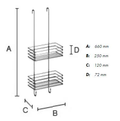 Beslagsboden h&aelig;ngende brusehylde - Dobbelt - Mat sort