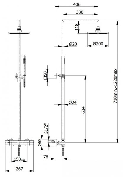 Cass&oslash;e &Oslash;200 komplet brusesystem CAS470 - Krom