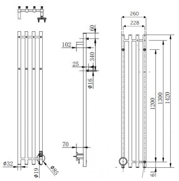 Cass&oslash;e Catania h&aring;ndkl&aelig;det&oslash;rrer - 26x142 cm - B&oslash;rstet kobber