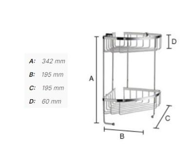 Smedbo Sideline dobbelt brusehylde til hjørne - Krom Smedbo Sideline dobbelt brusehylde til hjørne - Krom
