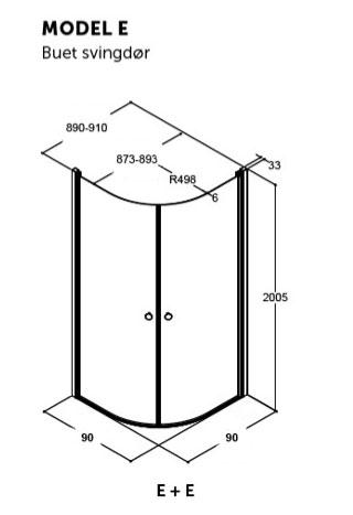 Dansani Match E+E brusehjørne - 90x90 cm - Tonet glas/mat sort Dansani Match E+E brusehjørne - 90x90 cm - Tonet glas/mat sort