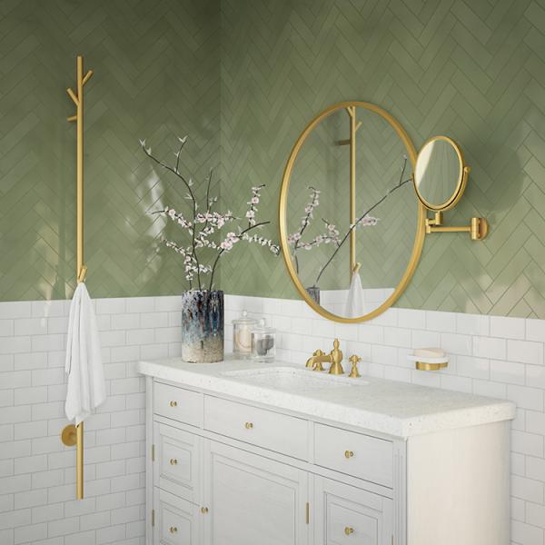 Smedbo Outline kosmetikspejl m/svingarm og 7 x forst&oslash;rrelse - B&oslash;rstet messing