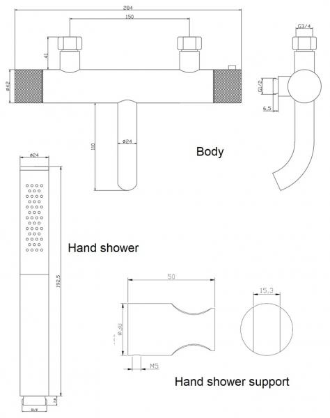 Cassøe komplet badekararmatur m/crystal cut - Børstet kobber Cassøe komplet badekararmatur m/crystal cut - Børstet kobber