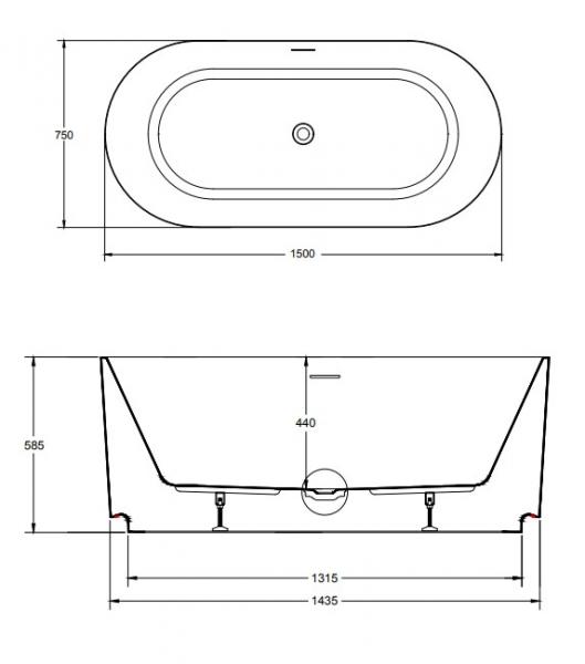 Strømberg Leonora fritstående badekar 1500 x 750 mm - Mat hvid Strømberg Leonora fritstående badekar 1500 x 750 mm - Mat hvid