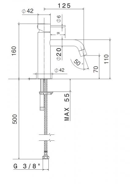 Cassøe Noba OB-W5 håndvaskarmatur - Rustfrit stål Cassøe Noba OB-W5 håndvaskarmatur - Rustfrit stål