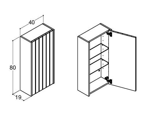 Dansani Luna Vintage overskab m/låge og riller - Højrehængslet - Valgfri farve Dansani Luna Vintage overskab m/låge og riller - Højrehængslet - Valgfri farve
