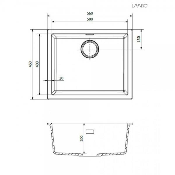 Lavabo Amsterdam 50 kompositk&oslash;kkenvask - Antracit/kobber