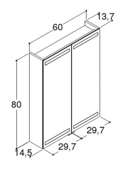 Dansani Level spejlskab 60 m/LED og lysstyring - Hvid mat