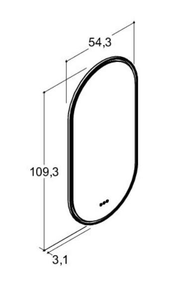 Dansani Hoop spejl m/lys og lysstyring 109,3x54,3 - Valgfri rammefarve