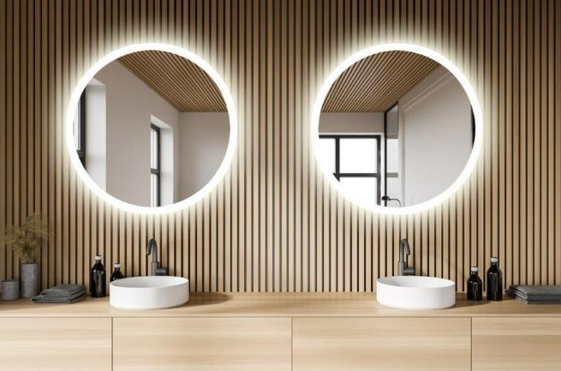 Sandra rundt spejl m/integreret LED lys og backlight - &Oslash;90 cm