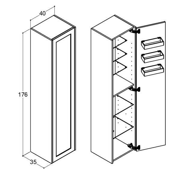 Dansani Luna Classic 40 højskab B m/1 låge og rammefront - Venstrehængslet - Natur eg/Valgfri farve Dansani Luna Classic 40 højskab B m/1 låge og rammefront - Venstrehængslet - Natur eg/Valgfri farve