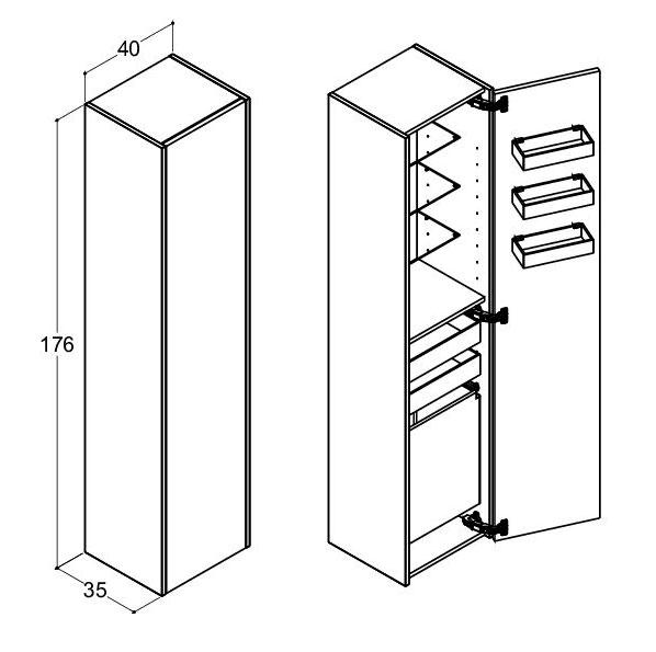 Dansani Luna Classic 40 h&oslash;jskab C m/l&aring;ge - Venstreh&aelig;ngslet - Valgfri farve