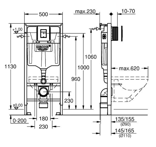 Lavabo Studio RIMless toiletpakke inkl. s&aelig;de m/soft-close, cisterne og mat sort betjening