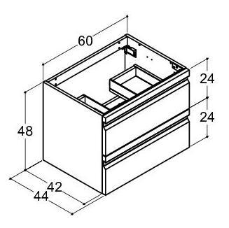 Dansani Luna vaskeskab 60*48 m/skuffer - Hvid mat lak