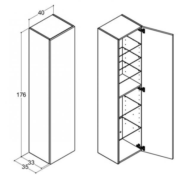 Dansani Luna Urban højskab 40 - Højrehængslet - Sort eg Dansani Luna Urban højskab 40 - Højrehængslet - Sort eg