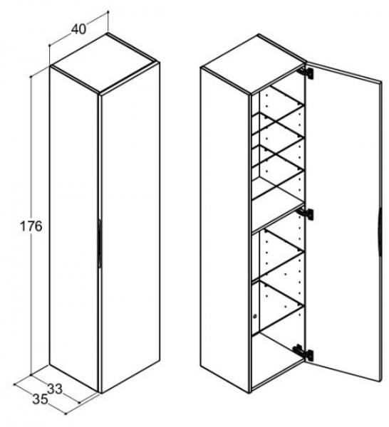 Dansani Luna Urban 40 højskab A m/1 låge og integreret greb - Højrehængslet - Hvid mat Dansani Luna Urban 40 højskab A m/1 låge og integreret greb - Højrehængslet - Hvid mat