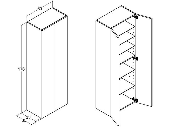 Dansani Luna Urban 60 dobbelt højskab A m/låger - Natur eg Dansani Luna Urban 60 dobbelt højskab A m/låger - Natur eg