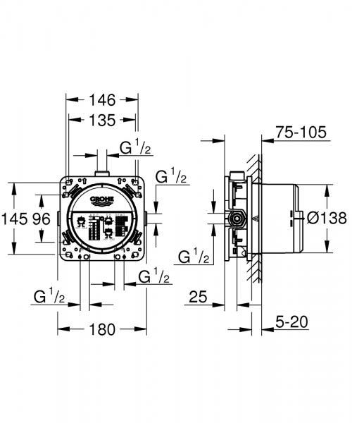 Grohe komplet indbygningspakke til badekar m/SmartActive og termostat - Mat sort Grohe komplet indbygningspakke til badekar m/SmartActive og termostat - Mat sort