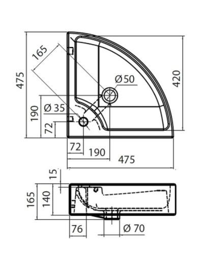 Eico Square 48 h&aring;ndvask t/v&aelig;g eller bord - Hj&oslash;rne - 1 hanehul
