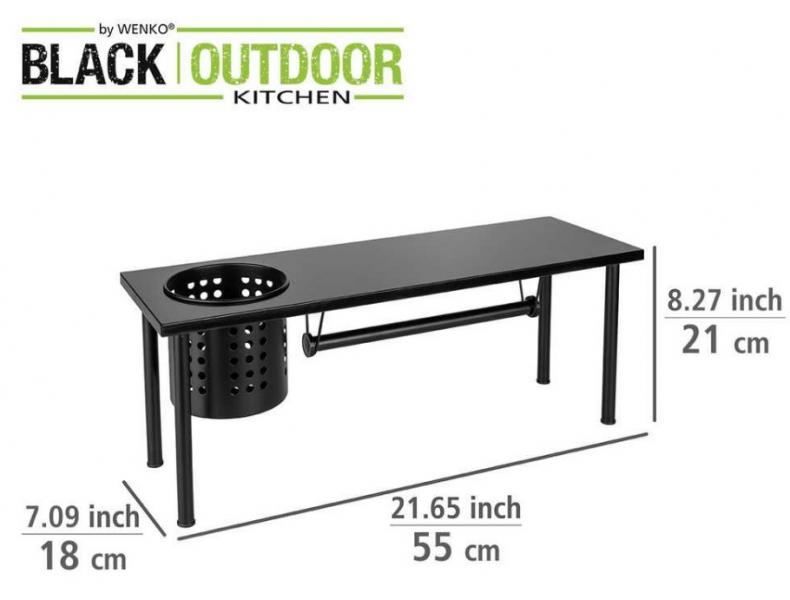 Wenko k&oslash;kkenorganiser m/hylde og k&oslash;kkenrulleholder - Mat sort