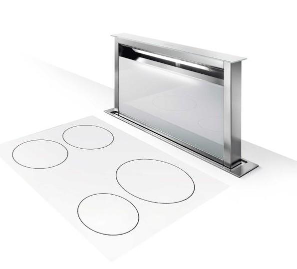 Eico Fabula W PLUS indbygget emh&aelig;tte t/ bordplade - Rustfrit st&aring;l m/hvid glas